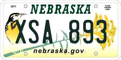 NE license plate XSA893