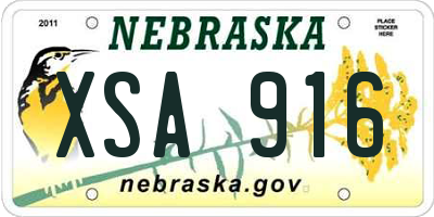 NE license plate XSA916