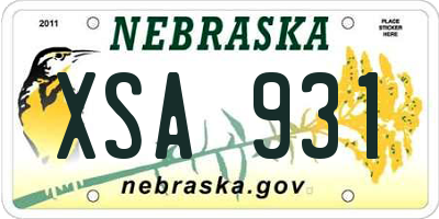 NE license plate XSA931