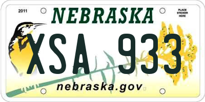 NE license plate XSA933