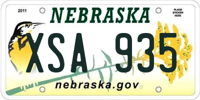 NE license plate XSA935