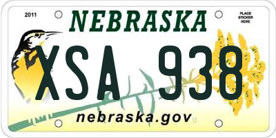 NE license plate XSA938
