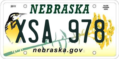 NE license plate XSA978