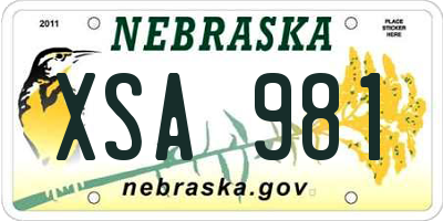 NE license plate XSA981