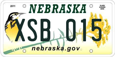 NE license plate XSB015