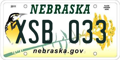 NE license plate XSB033