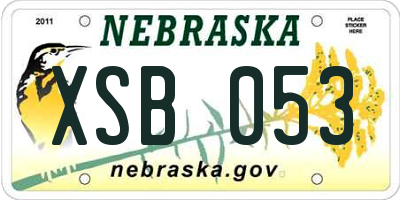 NE license plate XSB053