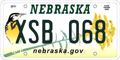 NE license plate XSB068