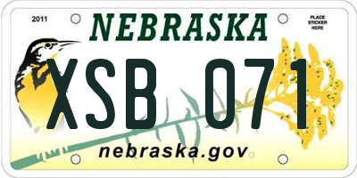NE license plate XSB071