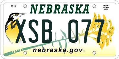 NE license plate XSB077