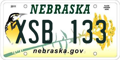 NE license plate XSB133