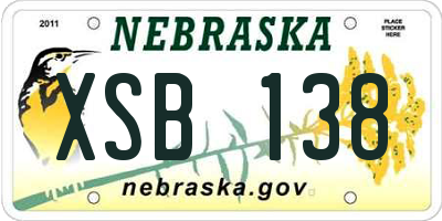NE license plate XSB138