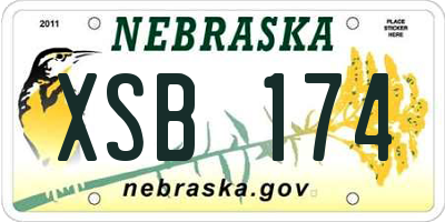 NE license plate XSB174
