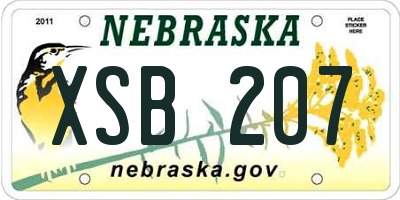 NE license plate XSB207