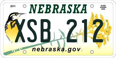 NE license plate XSB212