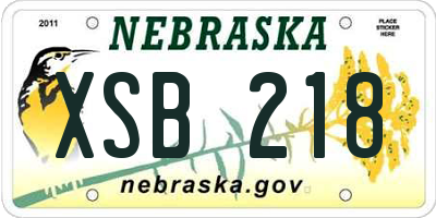 NE license plate XSB218