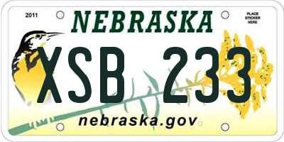 NE license plate XSB233