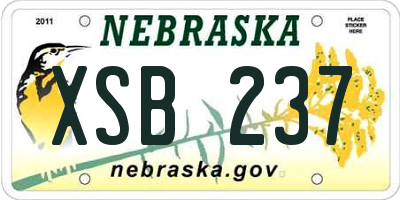 NE license plate XSB237