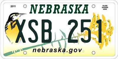 NE license plate XSB251
