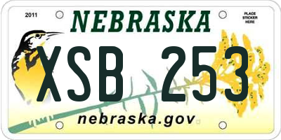 NE license plate XSB253
