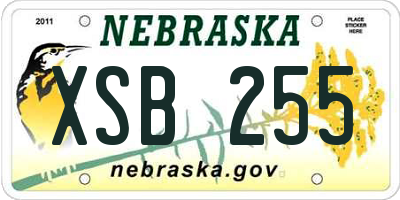 NE license plate XSB255