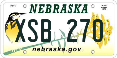 NE license plate XSB270