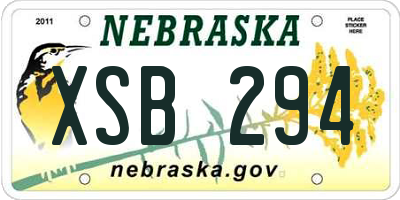 NE license plate XSB294