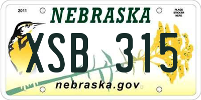 NE license plate XSB315