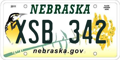 NE license plate XSB342