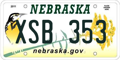NE license plate XSB353