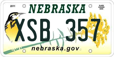 NE license plate XSB357