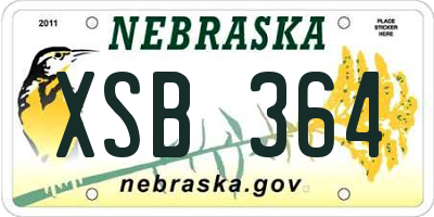 NE license plate XSB364