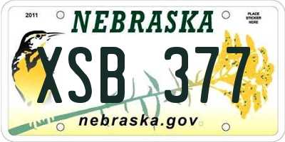 NE license plate XSB377
