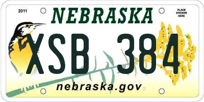 NE license plate XSB384