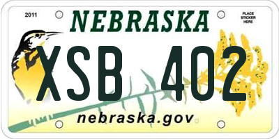 NE license plate XSB402