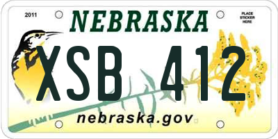 NE license plate XSB412