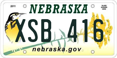 NE license plate XSB416