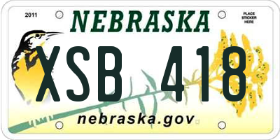 NE license plate XSB418