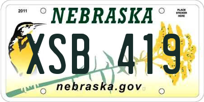 NE license plate XSB419