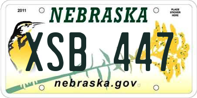 NE license plate XSB447