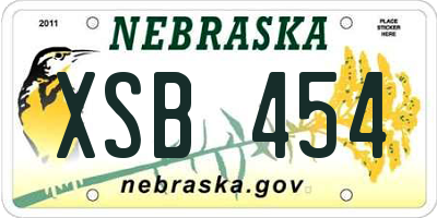 NE license plate XSB454