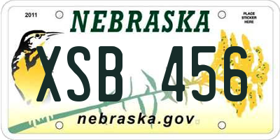 NE license plate XSB456