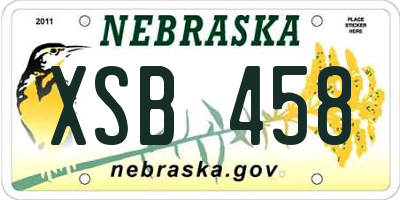 NE license plate XSB458