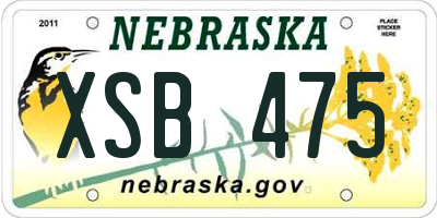 NE license plate XSB475