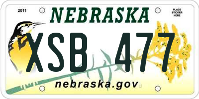 NE license plate XSB477