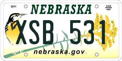 NE license plate XSB531