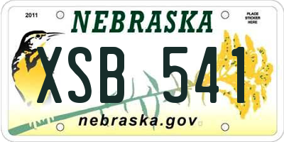 NE license plate XSB541