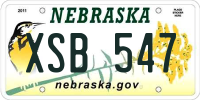 NE license plate XSB547