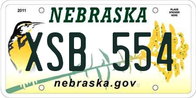 NE license plate XSB554