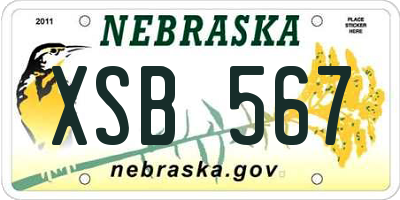 NE license plate XSB567